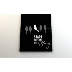 ULLI HOME Start the Day w/ a Song - Wrapped Canvas Textual Art Print Canvas & Fabric in White, Size 20.0 H x 16.0 W x 3.0 D in | Wayfair
