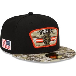 Men's New Era Black/Camo Chicago Bears 2021 Salute To Service 59FIFTY Fitted Hat found on Bargain Bro Philippines from nflshop.com for $41.99
