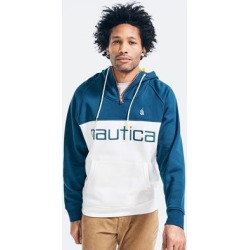 Nautica Men's Colorblock Half-Zip Logo Hoodie Admiral Blue, M