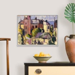 Winston Porter House w/ Tower by John Duncan Fergusson - Painting Print on Canvas & Fabric in Blue/Yellow, Size 20.0 H x 26.0 W x 1.75 D in Wayfair found on Bargain Bro from Wayfair for USD $109.43