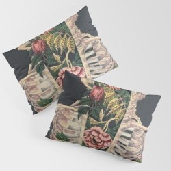 Skeleton Of Flowers King Size Pillow Sham by Chiara96 - STANDARD SET OF 2 - Cotton