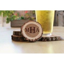 Etchey Round Wood Log 4 Piece Coaster Set Wood in Brown, Size 0.5 H x 3.5 D in | Wayfair CST-WLOG-MHA