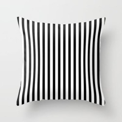 Black & White Small Vertical Stripes - Mix & Match With Simplicity Of Life Couch Throw Pillow by Art By Simplicity Of Life - Cover (16" x 16") with pillow insert - Indoor Pillow