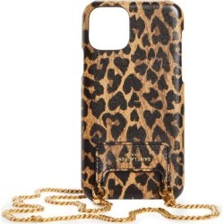 Leopard Heart Print Iphone 11 Pro Leather Case On A Chain - Brown - Saint Laurent Cases