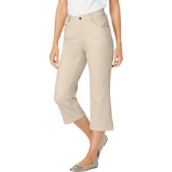 Plus Size Women's Capri Stretch Jean by Woman Within in Natural Khaki (Size 42 W) found on Bargain Bro from fullbeauty for USD $25.98