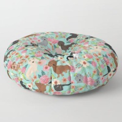 Floor Pillow | Dachshund Floral Dog Breed Pet Patterns Doxie Dachsie Gifts Must Haves by Dear Doxie - ROUND - 30" x 30" - Society6