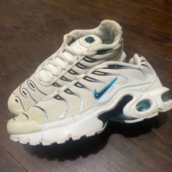 Nike Shoes | Nike Air Max Plus White Blue Size 6 Kids Running Shoes | Color: Blue/White | Size: 6