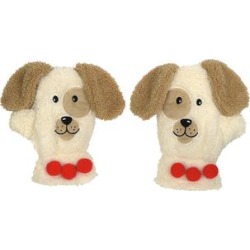 Department 56 Mittens - Off-White & Red Pom-Pom Dog Mittens found on Bargain Bro from zulily.com for USD $7.59