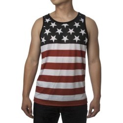 Patriotic American Flag Stripes and Stars Tank Top Shirt Adult Men's (Small), USA Flag