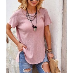 Gaovot Women's Blouses pink - Pink Crewneck Tee - Women found on Bargain Bro from zulily.com for USD $7.59