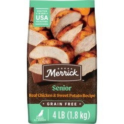 Merrick Grain Free Real Chicken & Sweet Potato Recipe Senior Dry Dog Food, 4 lbs.