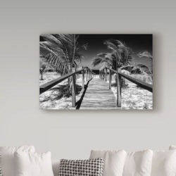 Trademark Fine Art 'Wooden Pier on Tropical Beach VI' Photographic Print on Wrapped Canvas Metal in Black/Gray, Size 22.0 H x 32.0 W x 2.0 D in found on Bargain Bro from Wayfair for USD $54.71