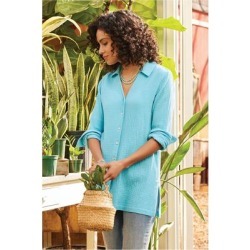 Women's Escambia Shirt by Soft Surroundings, in Blue Topaz size XS (2-4)