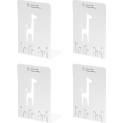 2 Set Giraffe L-Shaped Bookend for Stationery Desktop Office Accessories, White