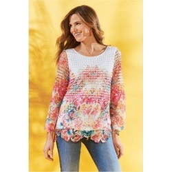Women's Flores Tunic Top by Soft Surroundings, in Floral Ombre size XS (2-4)