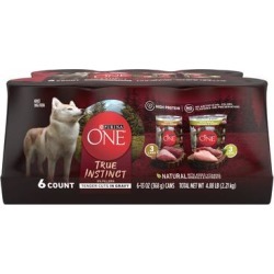 Purina ONE Natural SmartBlend True Instinct Tender Cuts Gravy Wet Dog Food Variety Pack, 13 oz., Count of 6