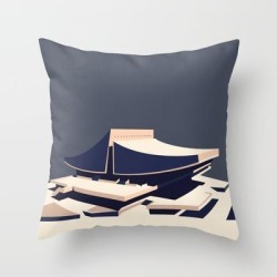 Soviet Modernism: Cinema Rossiya In Yerevan, Armenia Couch Throw Pillow by Nvard Yerkanian - Cover (16" x 16") with pillow insert - Indoor Pillow