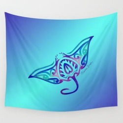 Wall Hanging Tapestry | Tribal Manta Ray by Artsytoocreations - 51" x 60" - Society6