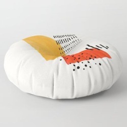 Floor Pillow | Rock & Hard Place Yellow & Orange Mid Century Modern Colorful Minimalist Shapes Patterns By Ejaaz Ha by Enshape - ROUND - 30" x 30" - Society6