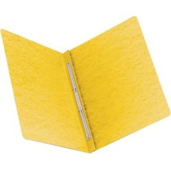 Smead 81852 8 1/2" x 11" Yellow PressGuard Side Opening Report Cover with Prong Fasteners - 3" Capacity, Letter