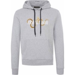 ROBERTO CAVALLI Mens Gray Logo Hoodie (L), Men's(cotton)