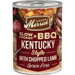 Merrick BBQ Grain Free Slow-Cooked Kentucky Style with Chopped Lamb Wet Dog Food, 12.7 oz.