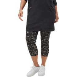 Plus Size Women's Knit Capri Leggings by ellos in Grey Black Print (Size 14/16) found on Bargain Bro Philippines from Ellos for $22.14