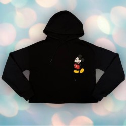 Disney Tops | Disney Mickey Mouse Womens Cropped Sweatshirt Hoodie Size S | Color: Black | Size: S found on Bargain Bro from poshmark, inc. for USD $13.68