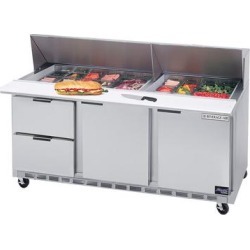 Beverage Air SPED72-12M-2 72" 2 Door 2 Drawer Mega Top Refrigerated Sandwich Prep Table
