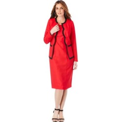 Plus Size Women's Contrast-Trim Jacket Dress by Roaman's in Vivid Red (Size 20 W) found on Bargain Bro from fullbeauty for USD $106.39