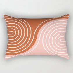 Geometric Lines In Terracotta Rose Gold 19 (rainbow And Lines Abstraction) Rectangular Pillow by Nineflorals - Small (17" x 12")