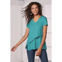 Women Leora T-Shirt by Soft Surroundings, in Aruba Blue size 1X (18-20)