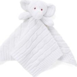 Baby Mode Signature White Baby White Knit Elephant Security Blanket