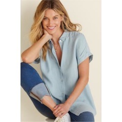 Women Je Veux Shirt by Soft Surroundings, in Light Denim size 1X (18-20)