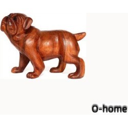 Red Barrel Studio® Hand Carved Walking English Bulldog Figurine Home Decor Wood in Brown, Size 12.0 H x 9.0 W x 5.0 D in | Wayfair