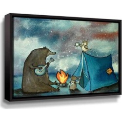 Winston Porter Camping Friends - Painting on Canvas & Fabric in Blue/Brown/Orange, Size 14.0 H x 18.0 W x 2.0 D in | Wayfair found on Bargain Bro from Wayfair for USD $50.91
