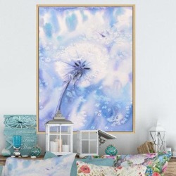 Winston Porter Flower Dandelion in Winter - Painting on Canvas Metal in Blue, Size 32.0 H x 16.0 W x 1.0 D in | Wayfair found on Bargain Bro from Wayfair for USD $55.47