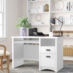 Winston Porter Cardell Desk Wood in White, Size 30.13 H x 45.88 W x 23.25 D in | Wayfair 7360070 found on Bargain Bro from Wayfair for USD $227.99