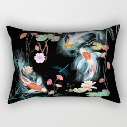 Japanese Water Garden Rectangular Pillow by Designed By Debby - Small (17" x 12")