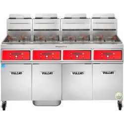 Vulcan 4VK45DF-1 PowerFry5 Natural Gas 180-200 lb. 4 Unit Floor Fryer System with Digital Controls and KleenScreen Filtration - 280,000 BTU