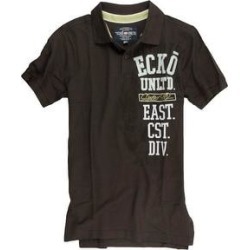 petite Ecko Unltd. Mens Ss Vertical Numeral Rugby Polo Shirt (Brown - Small), Men's(cotton, embroidered)