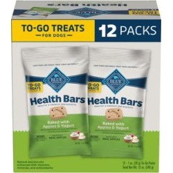 Blue Buffalo Health Bars Natural Crunchy TO-GO Mini Biscuits, Apple & Yogurt Dog Treats, 1 oz., Count of 12