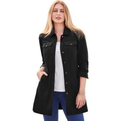 Plus Size Women's Long Denim Jacket by Jessica London in Black (Size 32 W) Tunic Length Jean Jacket found on Bargain Bro from SwimsuitsForAll.com for USD $47.42