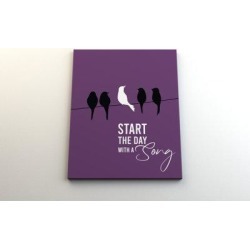 Trinx Start the Day w/ a Song - Wrapped Canvas Textual Art Print Canvas & Fabric in Indigo/White, Size 18.0 H x 12.0 W x 3.0 D in | Wayfair
