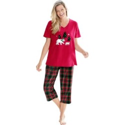 Plus Size Women's 2-Piece Capri PJ Set by Dreams & Co. in Classic Red Plaid (Size 6X) Pajamas found on Bargain Bro from Roamans.com for USD $25.98