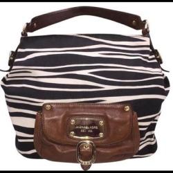 Michael Kors Bags | Michael Kors Zebra Print With Brown Leather Canvas | Color: Brown/Cream | Size: Os found on Bargain Bro from poshmark, inc. for USD $106.40