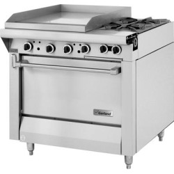 Garland M42S Master Series Natural Gas 2 Burner 34" Range with 17" Griddle and Storage Base - 103,000 BTU
