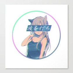 Waves - Sad Anime Japanese Aesthetic Kawaii Girl Canvas Print by Poser_boy - LARGE