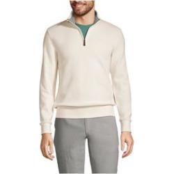 Men's Bedford Rib Quarter Zip Sweater - Lands' End - Ivory - XL found on Bargain Bro from landsend.com for USD $37.22