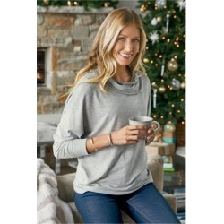 Women's Live Soft Cowl Pullover Top by Soft Surroundings, in Heather Grey size XS (2-4)
